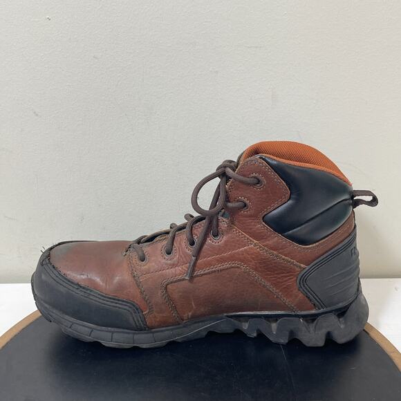 Reebok Work Boots Men 11W RB7005 Steel Toe ASTMβ Leather Safety Hiker Brown - Picture 7 of 10